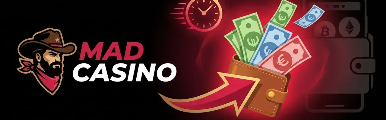 Bannière Mad Casino : retrait des gains et délais de paiement
